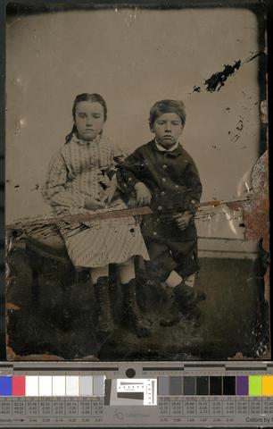 Tintype of girl and boy., 1860s-1890s [b001] [136] show page link