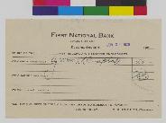 Deposit slip postcard of Gertrude Bass Warner from the First National Bank, Eugene, Oregon show page link