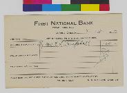 Deposit slip postcard of Gertrude Bass Warner from the First National Bank, Eugene, Oregon show page link