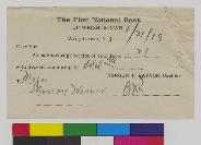 Receipt for Murray Warner from the First National Bank of Wrightstown, New Jersey show page link