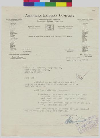 Correspondence and Receipts for purchases made on Gertrude Bass Warner's behalf [f1] [027] show page link