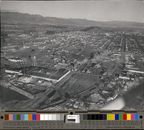 Aerial photo of Eugene showing industrial area., c. 1960s [b001] [170] show page link
