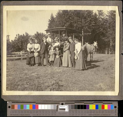 Straub family on a picnic, including John Straub, professor of Greek and university administrator, with son Vincent second from right possibly, c. 1901 [b001] [019] [019] show page link