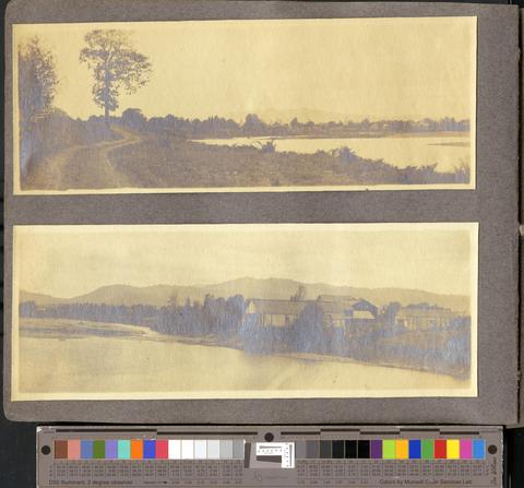 View of river bank with agricultural buildings, c. 1901 [b001] [019] [017] show page link