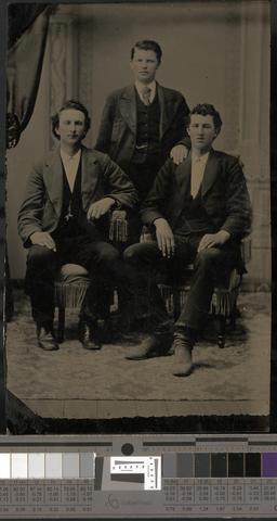 Tintype of three young men, 1860s-1890s [b001] [135] show page link