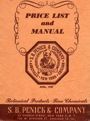 Price list and manual for botanical products and chemicals, April 1947